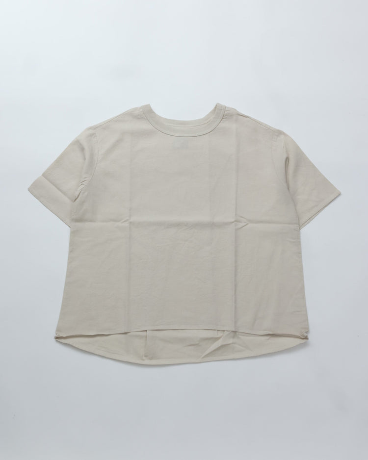 maillot / linen rich back tuck half sleeve shirt-Tee IVORY