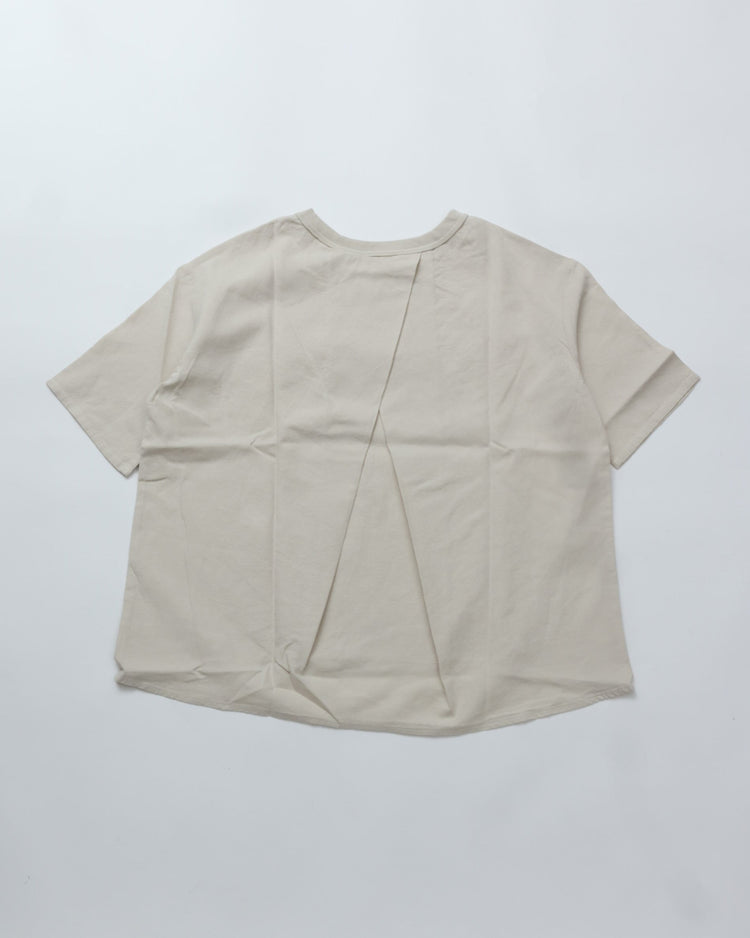 maillot / linen rich back tuck half sleeve shirt-Tee IVORY