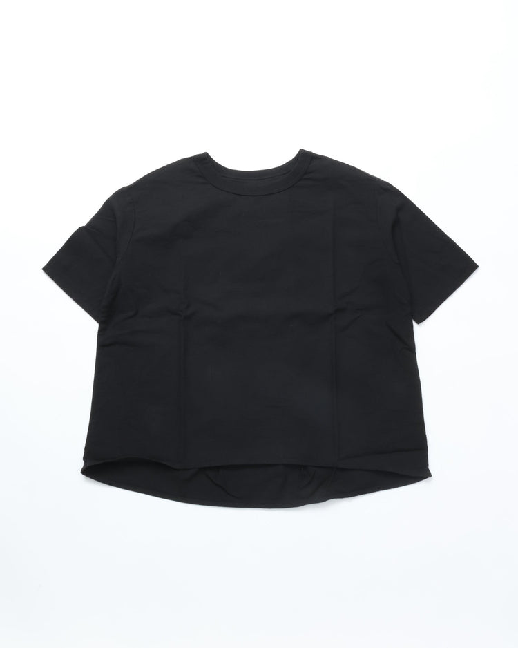 maillot / linen rich back tuck half sleeve shirt-Tee BLACK