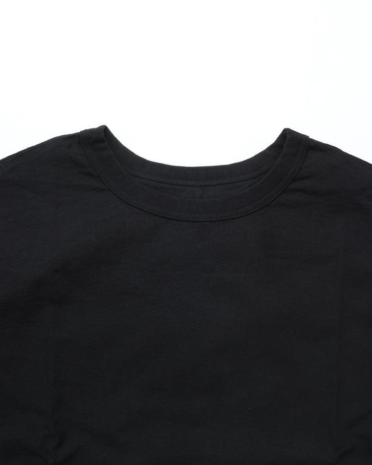 maillot / linen rich back tuck half sleeve shirt-Tee BLACK
