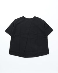 maillot / linen rich back tuck half sleeve shirt-Tee BLACK