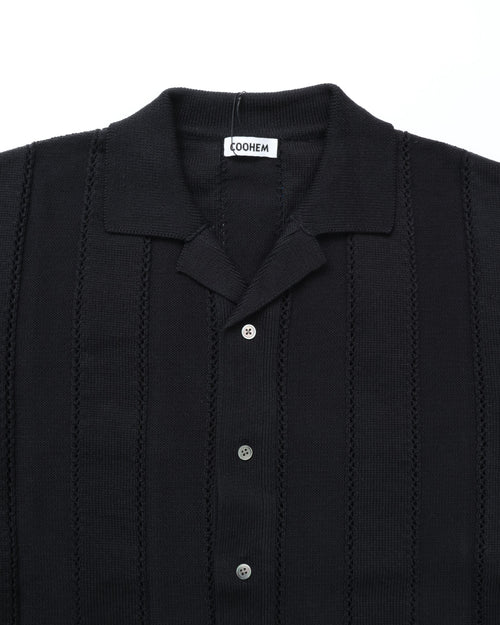 COOHEM / LINKS STRIPE KNIT S/T BLACK