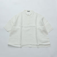 maillot mature (マイヨマチュア) mature canvas linen big polo shirt-Tee OFF WHITE MAS-26162