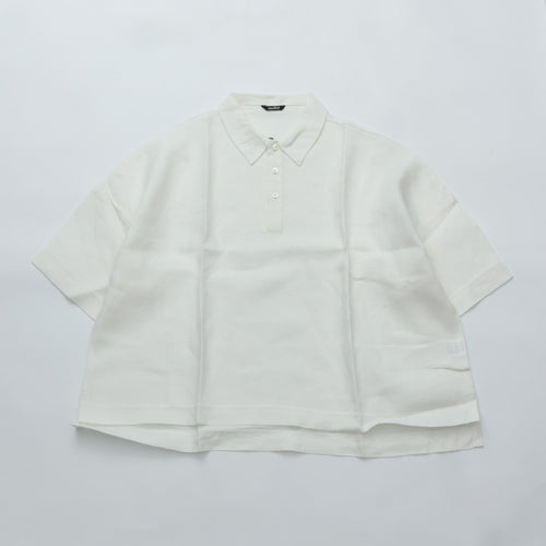 maillot mature (マイヨマチュア) mature canvas linen big polo shirt-Tee OFF WHITE MAS-26162