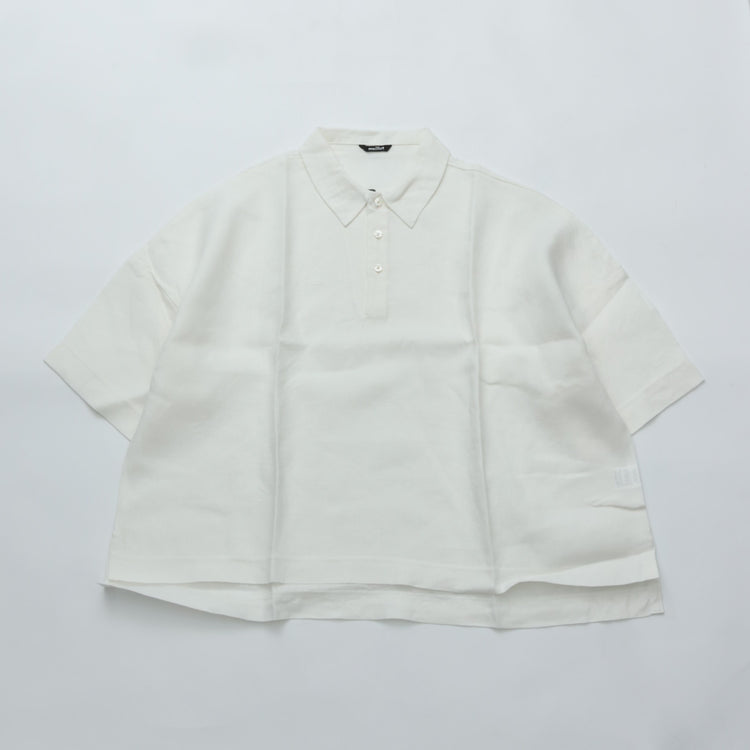 maillot mature (マイヨマチュア) mature canvas linen big polo shirt-Tee OFF WHITE MAS-26162