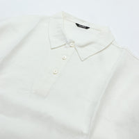 maillot mature (マイヨマチュア) mature canvas linen big polo shirt-Tee OFF WHITE MAS-26162
