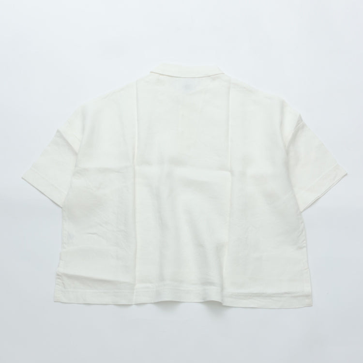 maillot mature (マイヨマチュア) mature canvas linen big polo shirt-Tee OFF WHITE MAS-26162