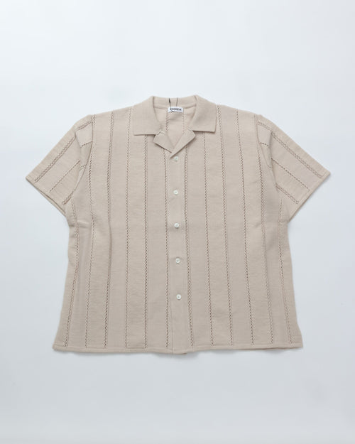 COOHEM / LINKS STRIPE KNIT S/T ECRU