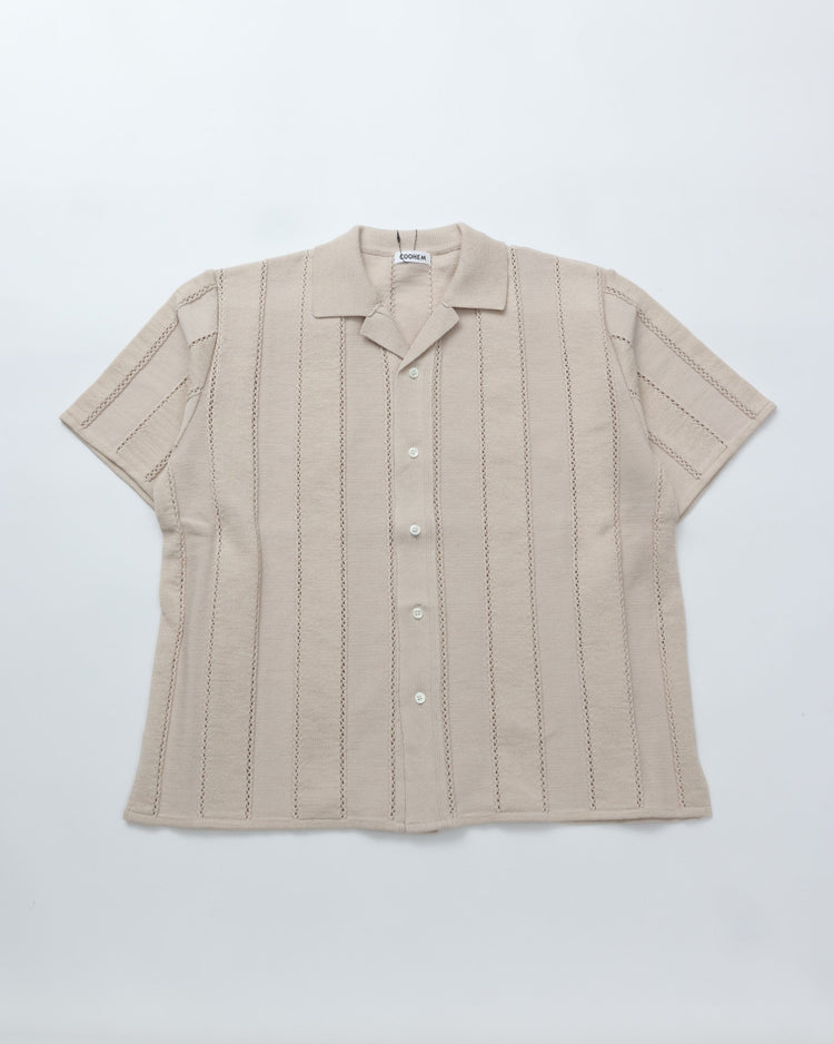 COOHEM / LINKS STRIPE KNIT S/T ECRU