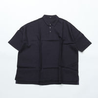 maillot mature (マイヨマチュア) mature canvas linen big polo shirt-Tee NAVY MAS-26162