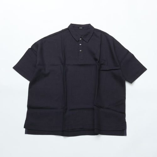 maillot mature (マイヨマチュア) mature canvas linen big polo shirt-Tee NAVY MAS-26162