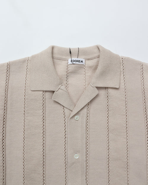 COOHEM / LINKS STRIPE KNIT S/T ECRU