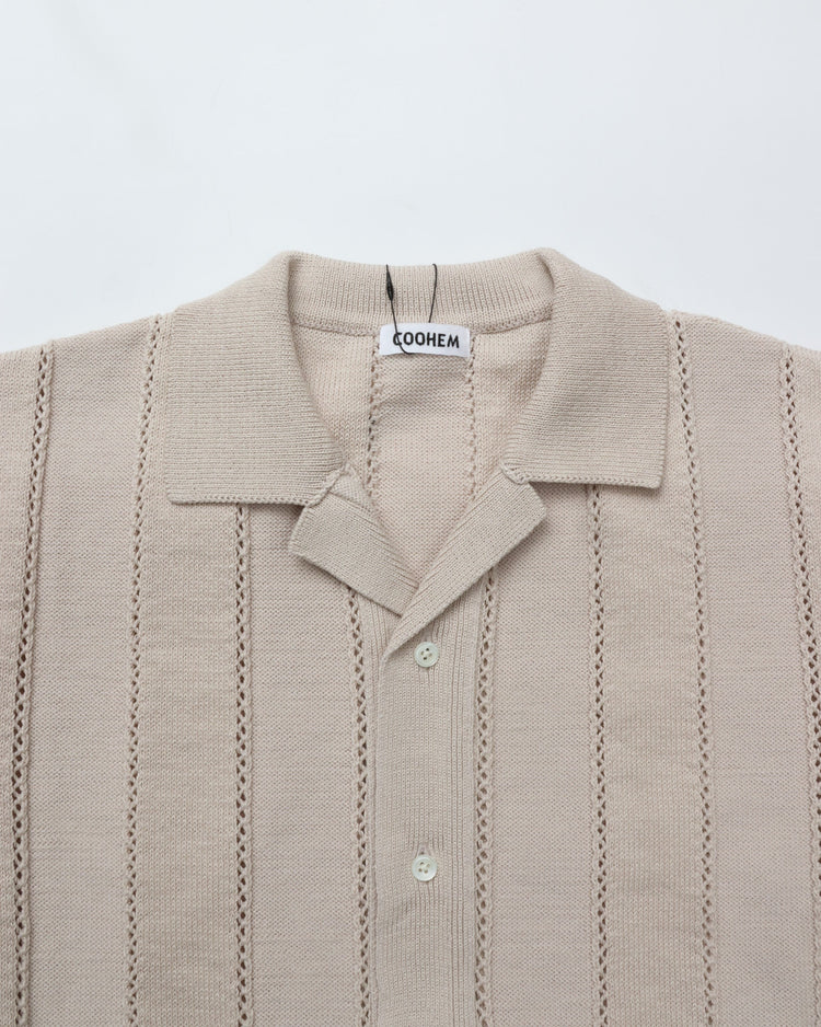 COOHEM / LINKS STRIPE KNIT S/T ECRU