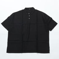 maillot mature (マイヨマチュア) mature canvas linen big polo shirt-Tee BLACK MAS-26162