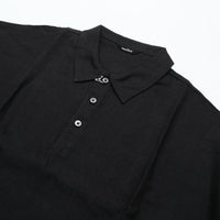 maillot mature (マイヨマチュア) mature canvas linen big polo shirt-Tee BLACK MAS-26162