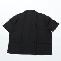 maillot mature (マイヨマチュア) mature canvas linen big polo shirt-Tee BLACK MAS-26162