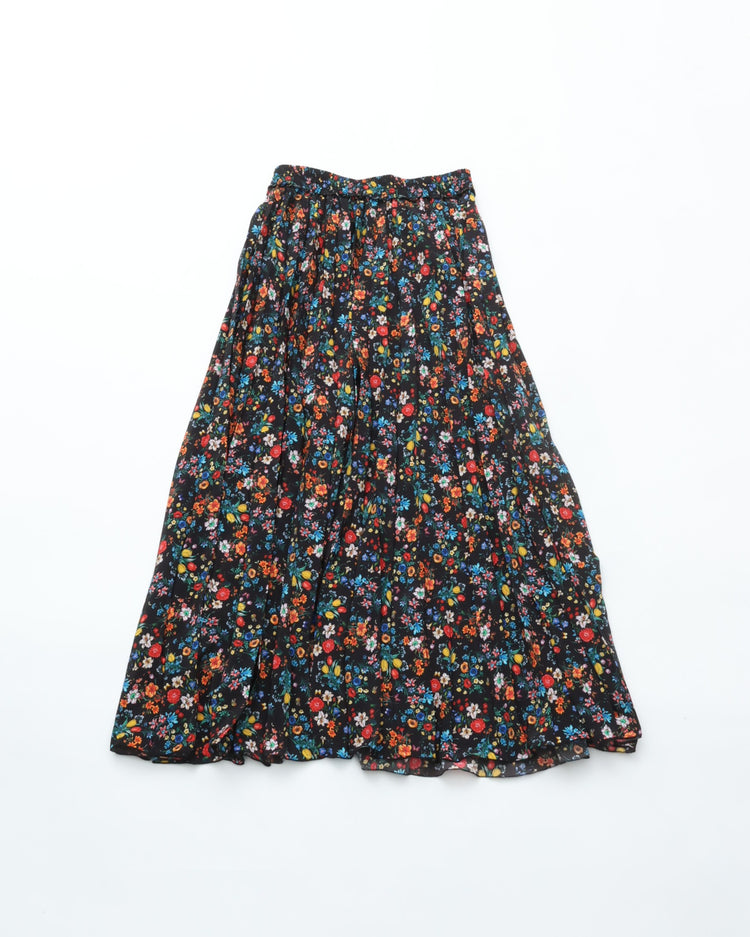 MEYAME  PLEATED SKIRT (FLOWER) MEY-2431 BLACK