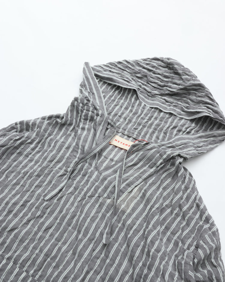 MEYAME  STRIPED LIGHT PARKA MEY-2430 BLACK