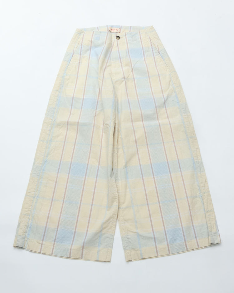 MEYAME  CHECK SIDE LINE WIDE PANTS MEY-2423 LIGHT YELLOW