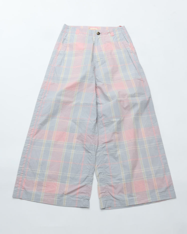 MEYAME  CHECK SIDE LINE WIDE PANTS MEY-2423 LIGHT BLUE