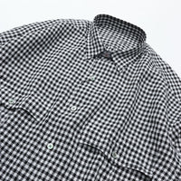 PORTER CLASSIC  ROLL UP LINEN GINGHAM CHECK SHIRT BLACK