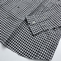 PORTER CLASSIC  ROLL UP LINEN GINGHAM CHECK SHIRT BLACK