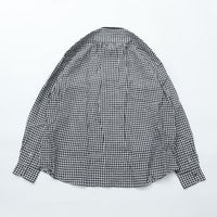 PORTER CLASSIC  ROLL UP LINEN GINGHAM CHECK SHIRT BLACK