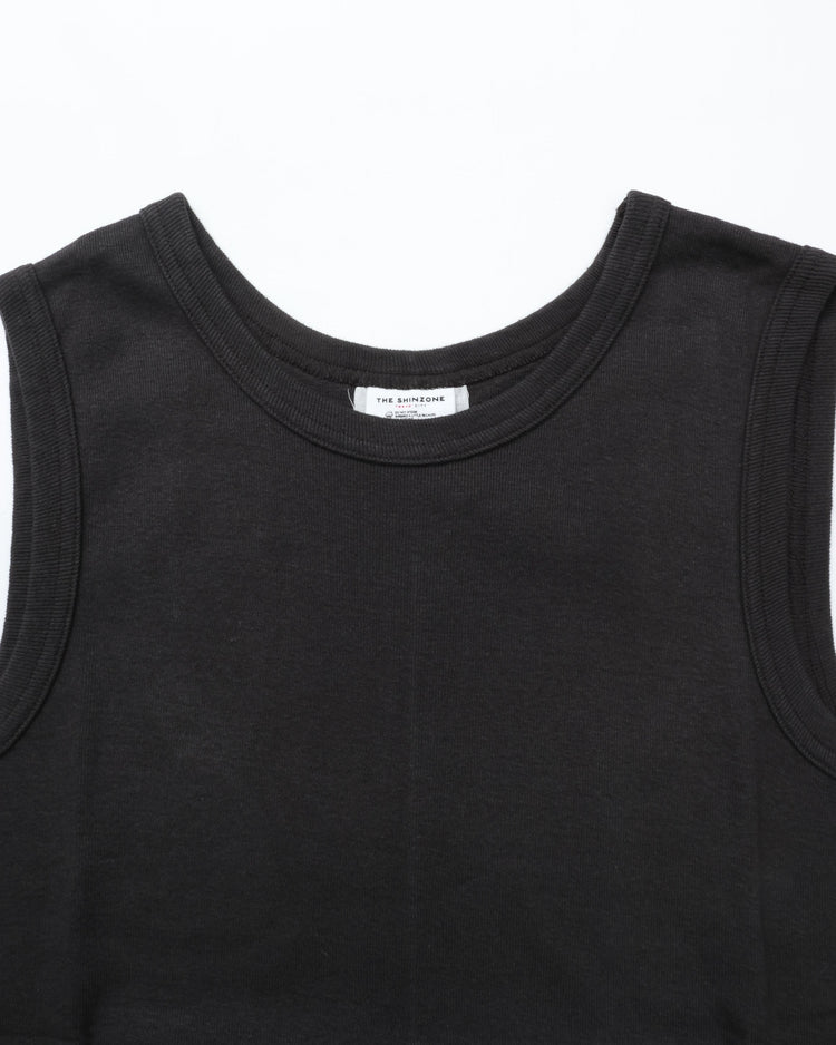 THE SHINZONE  CIRCULAR RIB SLEEVELESS 07 BLACK