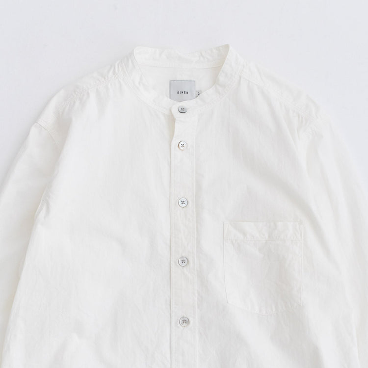 RINEN / 80/2 Downproof Stand Collar Shirt 01. White