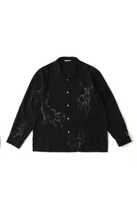 OLD JOE BRAND ORIGINAL PRINTED OPEN COLLAR SHIRTS (ANIMAL DRAWING) Long-sleeve 261OJ-SH18