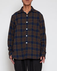 THE CORONA UTILITY   CS001 - NAVY 1POCKET SHIRT / Navy × Green CS001-26-03