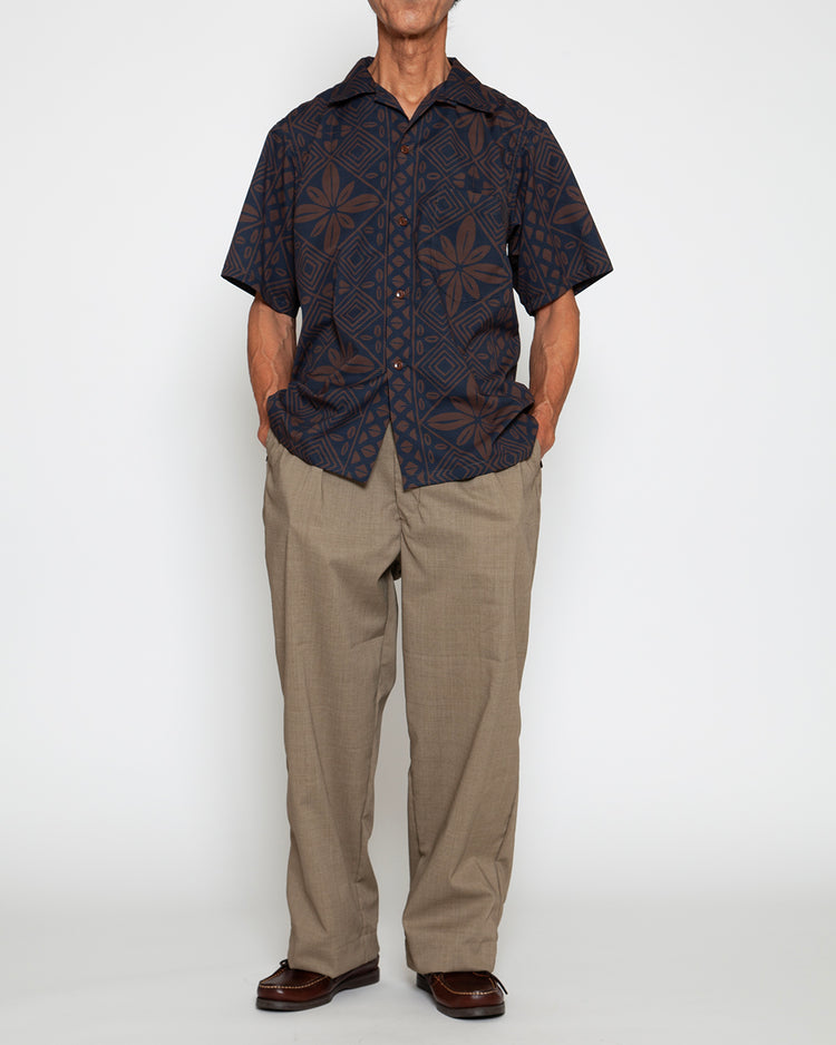 THE CORONA UTILITY  CS097 - FRENCH CAFE SHIRT S/S / Charcoal Grey × Brown CS097-26-02