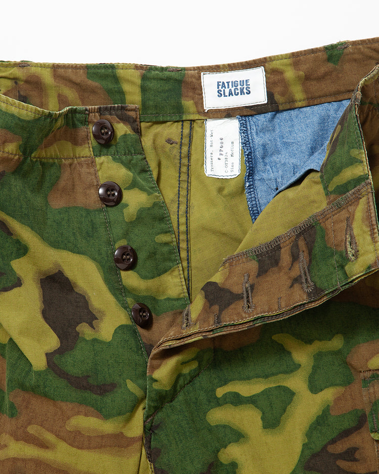 FATIGUE SLACKS  FP006 - JUNGLE SLACKS / ERDL "GREEN in COUNTRY" w/ Bio-wash FP006-26-07