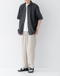 RINEN / 	70/1ツイル 裾ヒモ半袖レギュラーカラーシャツ 10クロ