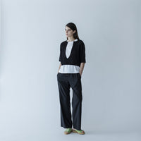 MEYAME / LONG SLIT HALF-SLEEVE KNIT BLACK