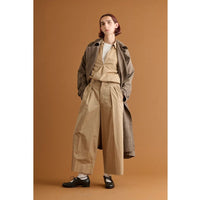 HAVERSACK / 120/2 Chambray High-Waisted Wide Pants BEIGE