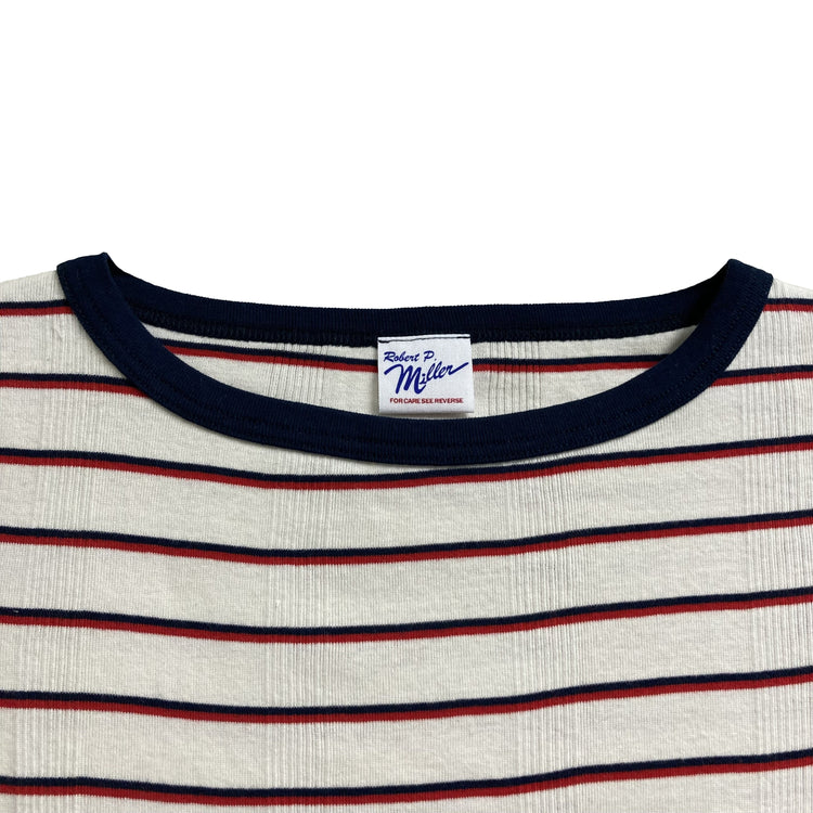 Miller/ Panel ribbed Q/S boat neck WHT-NR