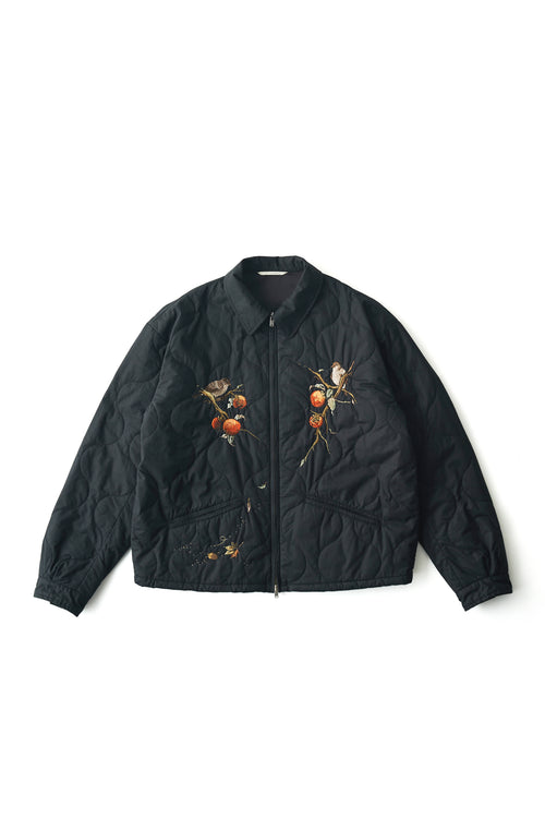 OLD JOE BRAND   QUILTED SOUVENIR JACKET ONYX (Pair of Monkey on Persimmon Tree/柿の木につがいの日本猿）262OJ-JK15