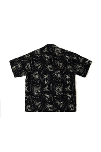 OLD JOE BRAND  ORIGINAL PRINTED OPEN COLLAR SHIRTS (PALM TREE) Short-sleeve BLACK 261OJ-SH23