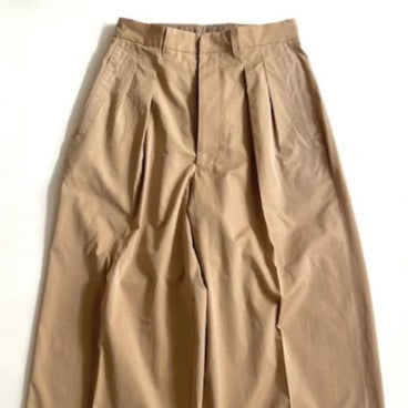 HAVERSACK / 120/2 Chambray High-Waisted Wide Pants BEIGE