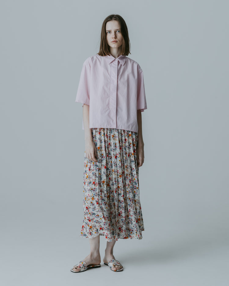 MEYAME  PLEATED SKIRT (FLOWER) MEY-2431 WHITE