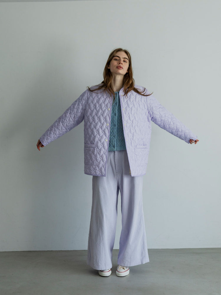MEYAME CORDUROY SIDE LINE WIDE PANTS MEY-2518 LIGHT PURPLE