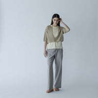 MEYAME / LONG SLIT HALF-SLEEVE KNIT BEIGE