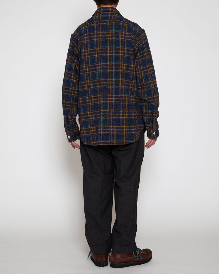 THE CORONA UTILITY   CS001 - NAVY 1POCKET SHIRT / Navy × Green CS001-26-03