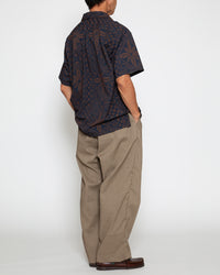 THE CORONA UTILITY  CS097 - FRENCH CAFE SHIRT S/S / Charcoal Grey × Brown CS097-26-02