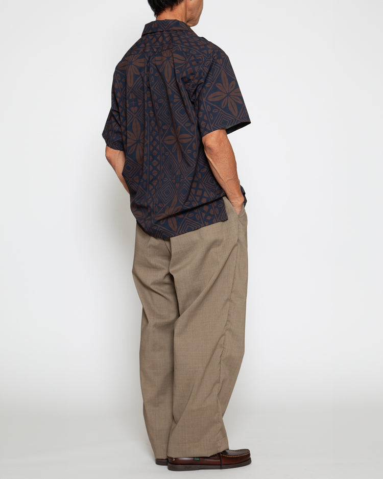 THE CORONA UTILITY  CS097 - FRENCH CAFE SHIRT S/S / Charcoal Grey × Brown CS097-26-02