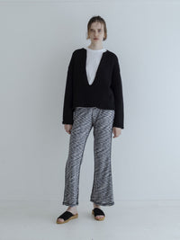 MEYAME  LONG SLIT KNIT BLACK