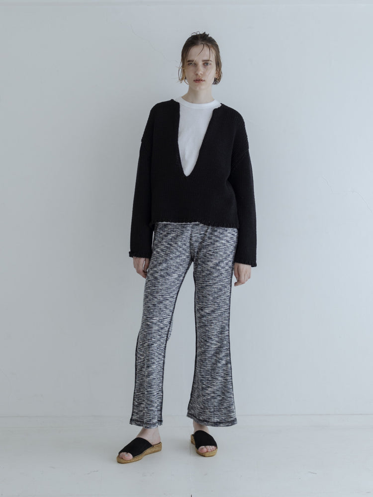 MEYAME  LONG SLIT KNIT BLACK