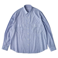 PORTER CLASSIC / ROLL UP STRIPE SHIRT BLUE