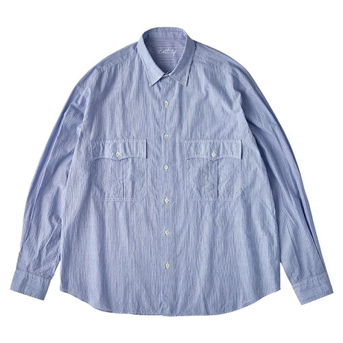 PORTER CLASSIC / ROLL UP STRIPE SHIRT BLUE